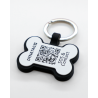 Personalisierte SOS Tiermarke mit QR-Code - Knochenform aus weissem Silikon mit Lasergravur Personalisierte SOS Tiermarke mit QR-Code - Knochenform aus weissem Silikon mit Lasergravur
