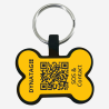 Personalized SOS Pet Tag – Bone Shape in Yellow Silicone with Laser Engraving Personalized SOS Pet Tag – Bone Shape in Yellow Silicone with Laser Engraving
