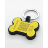 Personalized SOS Pet Tag – Bone Shape in Yellow Silicone with Laser Engraving Personalized SOS Pet Tag – Bone Shape in Yellow Silicone with Laser Engraving