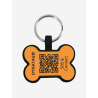 Personalized SOS Pet Tag – Bone Shape in Orange Silicone with Laser Engraving Personalized SOS Pet Tag – Bone Shape in Orange Silicone with Laser Engraving