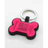 Personalized SOS Pet Tag – Bone Shape in Pink Silicone with Laser Engraving Personalized SOS Pet Tag – Bone Shape in Pink Silicone with Laser Engraving