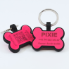 Personalized SOS Pet Tag – Bone Shape in Pink Silicone with Laser Engraving Personalized SOS Pet Tag – Bone Shape in Pink Silicone with Laser Engraving
