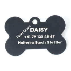 Hundemarke mit Gravur - Aluminium Knochenform - Schweiz