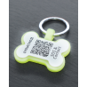 Hundemarke mit QR-Code Knochen aus fluoreszierendem Silikon- Schweizer Datenplattform