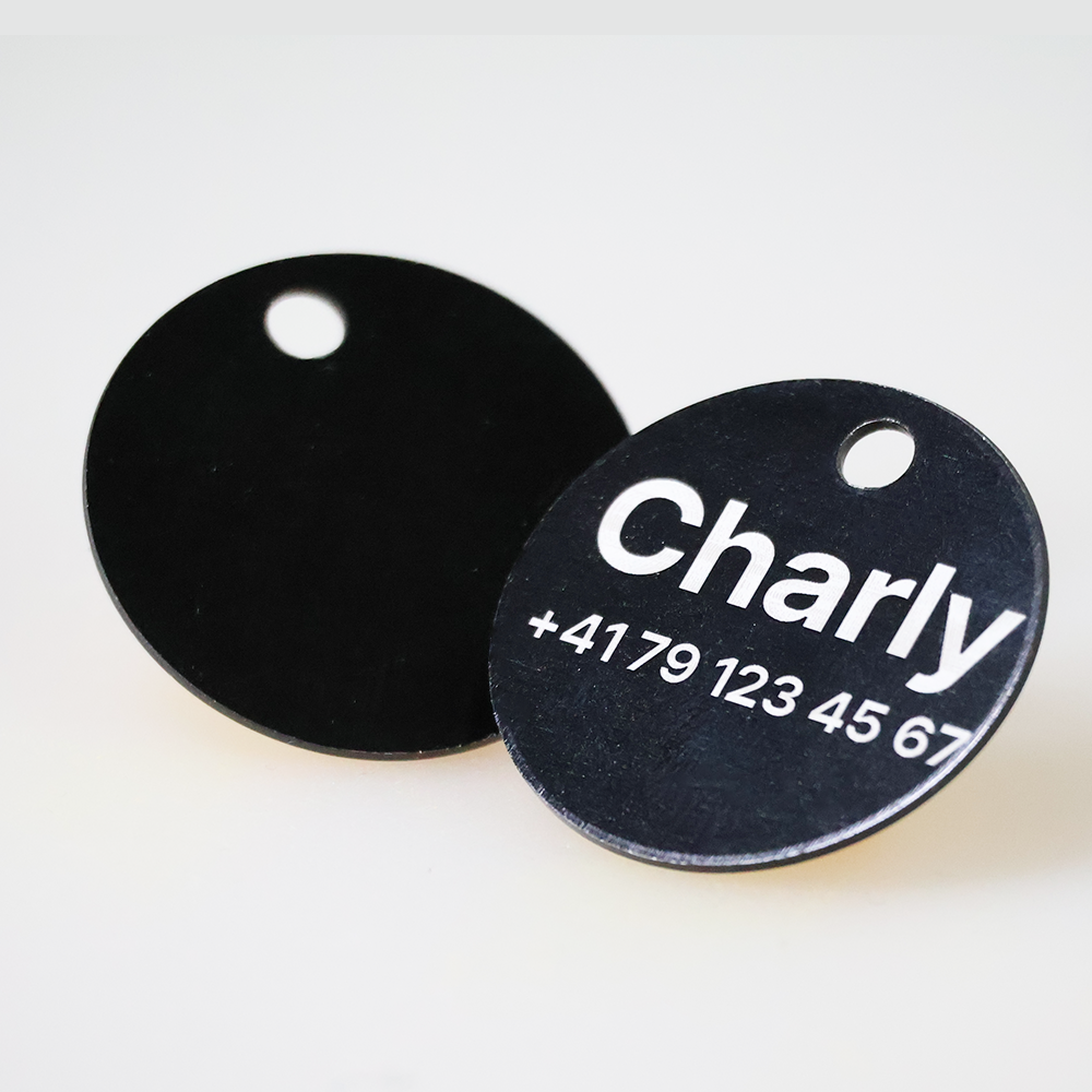 Tiermarke mit Lasergravur Rund aus Aluminium - Individuell gravierbar