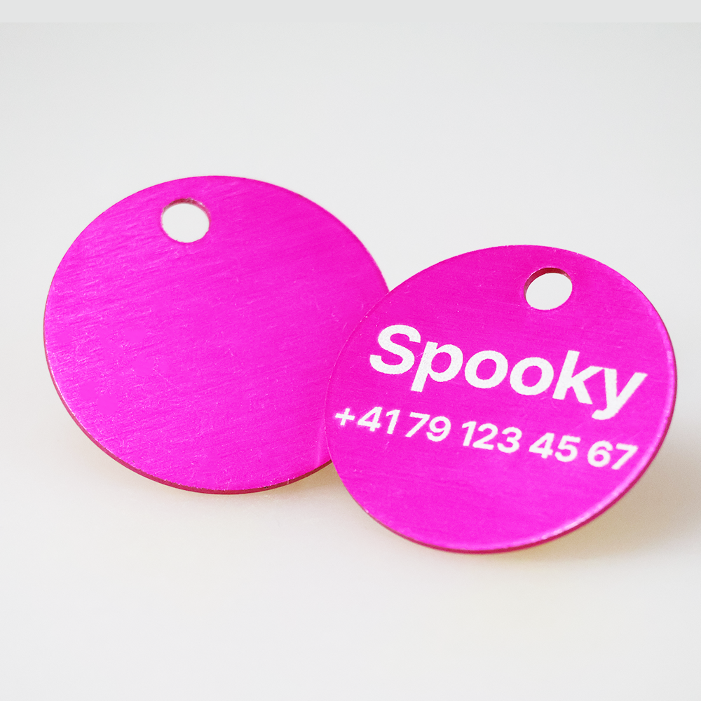Custom Engraved Round Aluminum Pet ID Tag – Personalized Dog & Cat Name Tag
