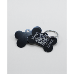 Pet Tag "Bone" Aluminium with QR Code for Dogs and Cats
