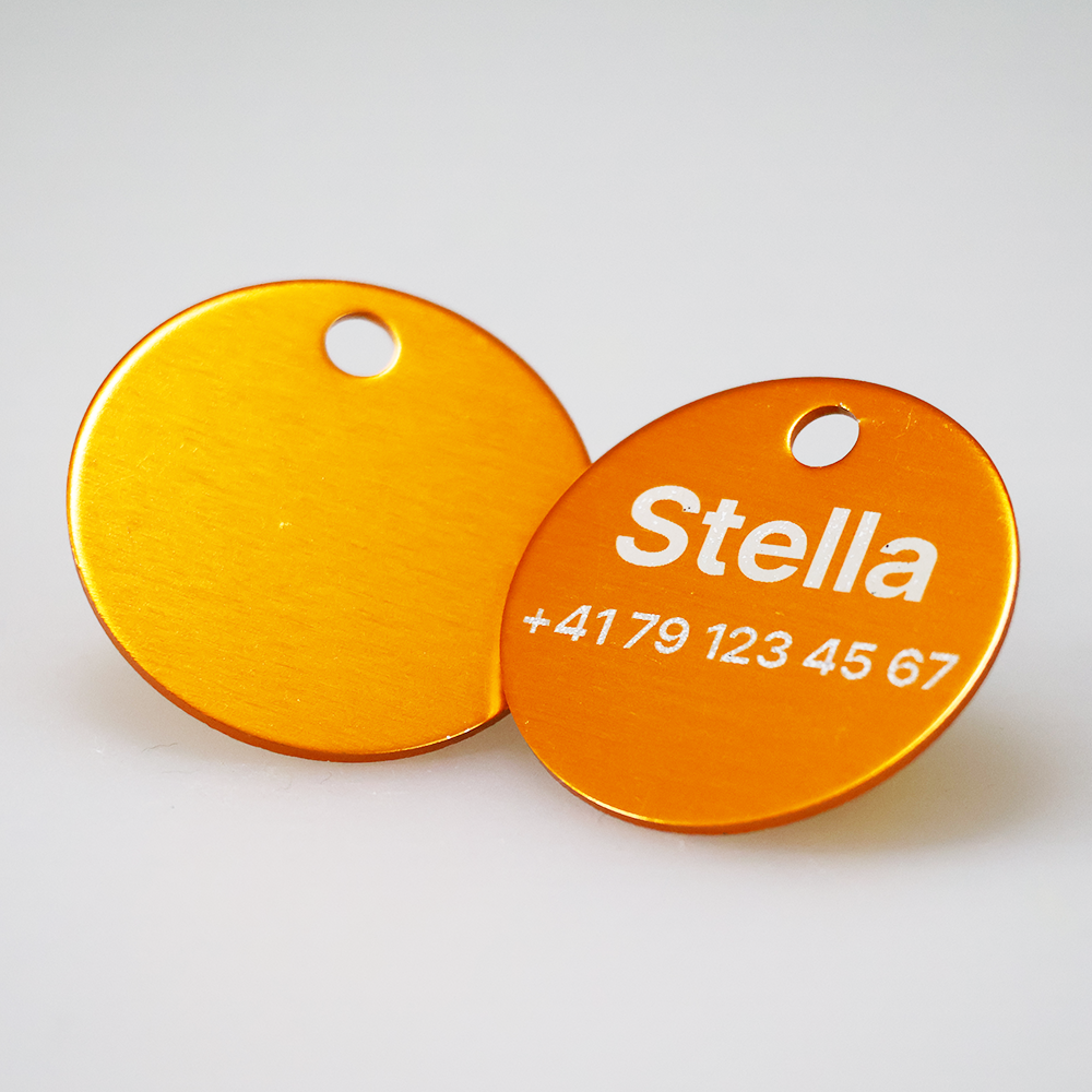 Tiermarke mit QR-Code Rund aus Aluminium - Schweizer Datenplattform