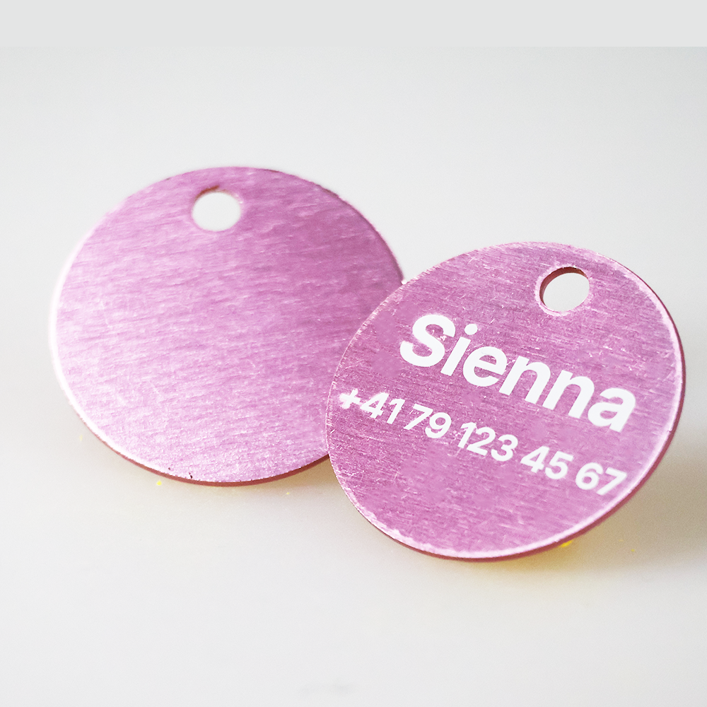 Tiermarke mit QR-Code Rund aus Aluminium - Schweizer Datenplattform