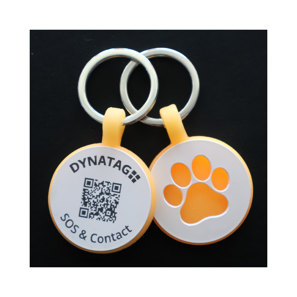 Tiermarke mit Lasergravur Rund aus fluoreszierendem Silikon - Individuell gravierbar