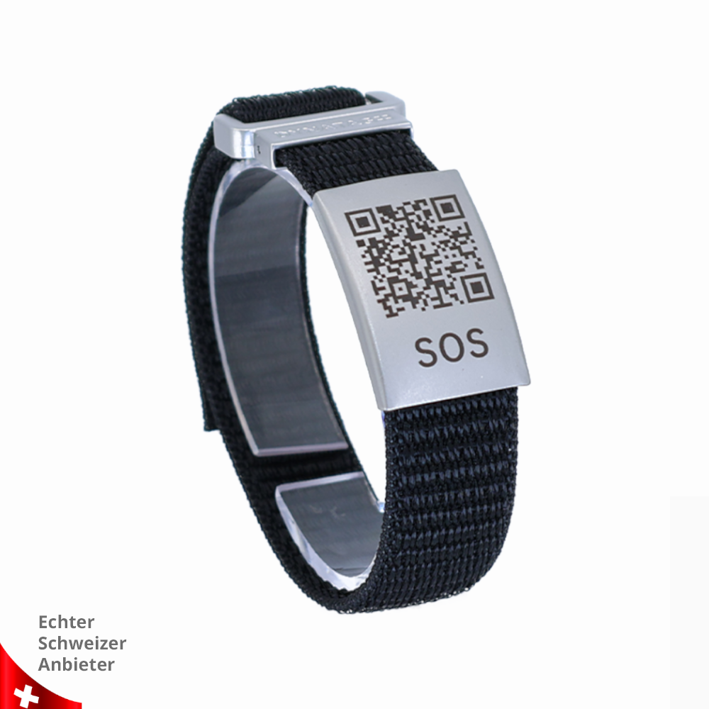 SOS Emergency Wristband with QR Code Textile