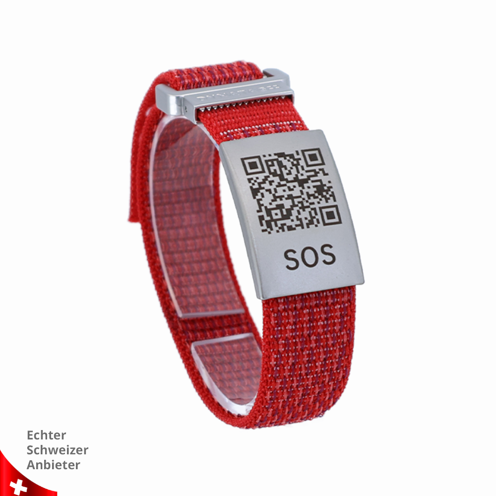 SOS Emergency Wristband with QR Code Textile