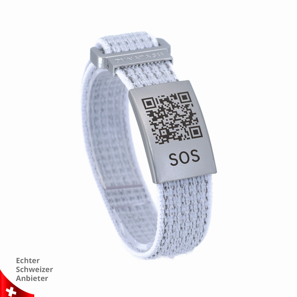 SOS Emergency Wristband with QR Code Textile
