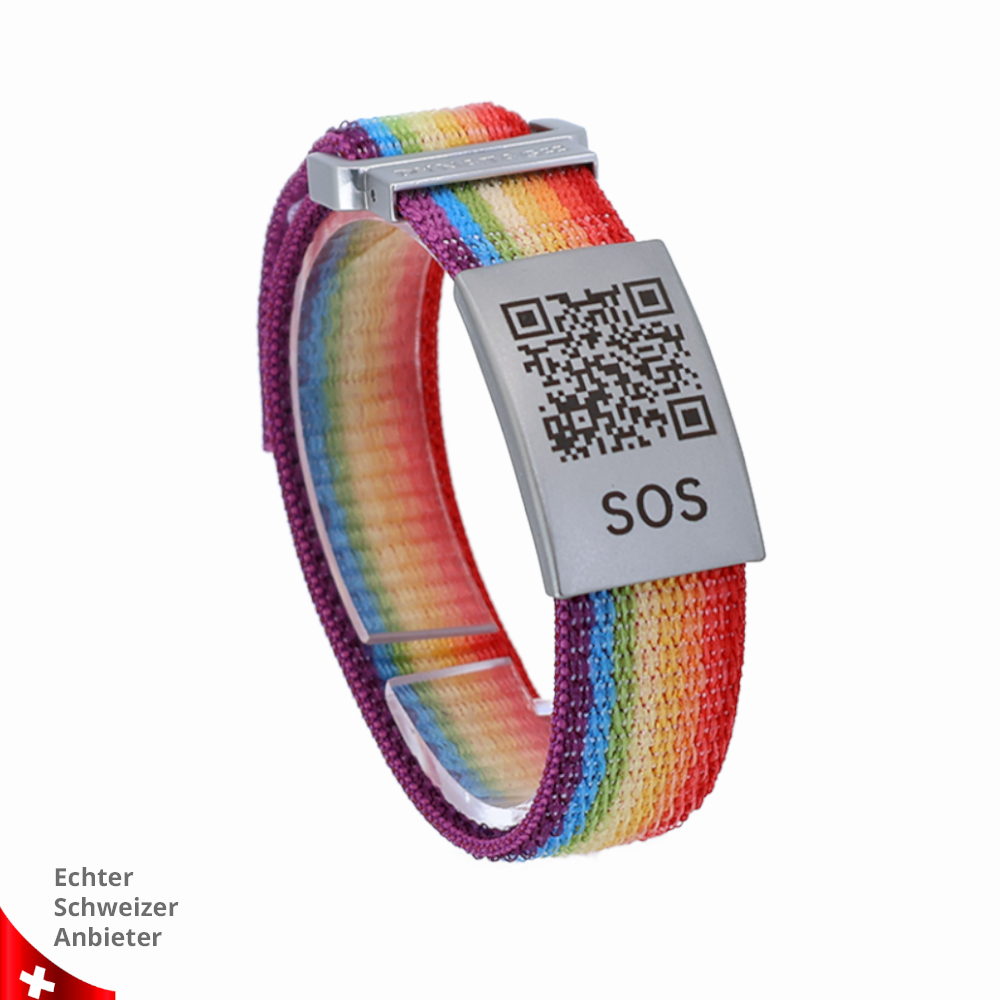 SOS Emergency Wristband with QR Code Textile