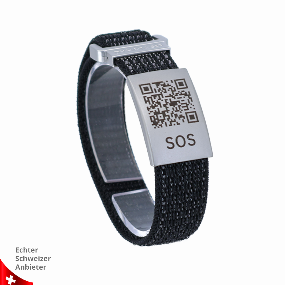 SOS Emergency Wristband with QR Code Textile