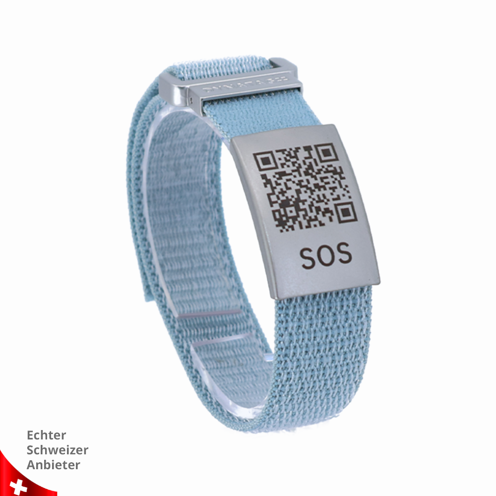 SOS Notfallarmband mit QR-Code aus Textil – Medizinisches Armband