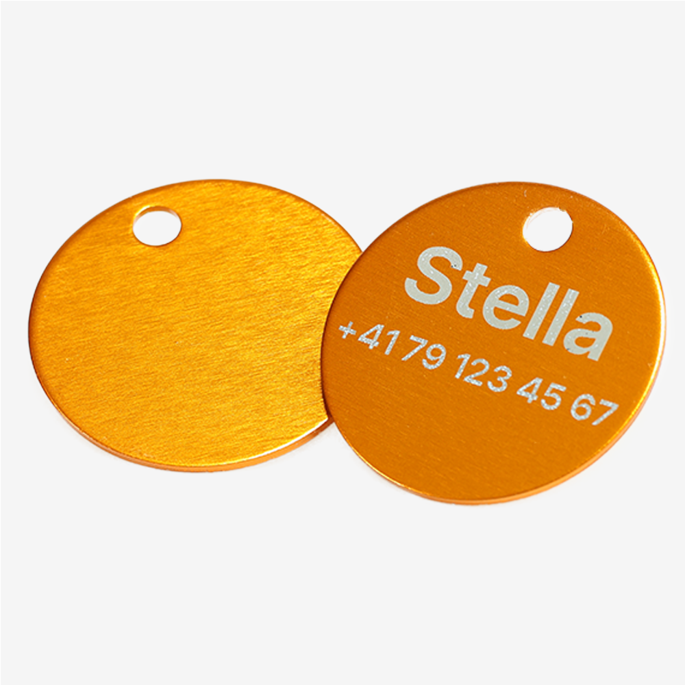 Medaglietta rotonda in alluminio con incisione laser – personalizzabile