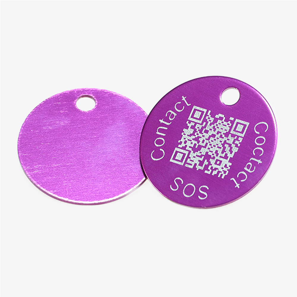 Round Aluminum QR Code Pet ID Tag – Connected to Swiss Data Platform