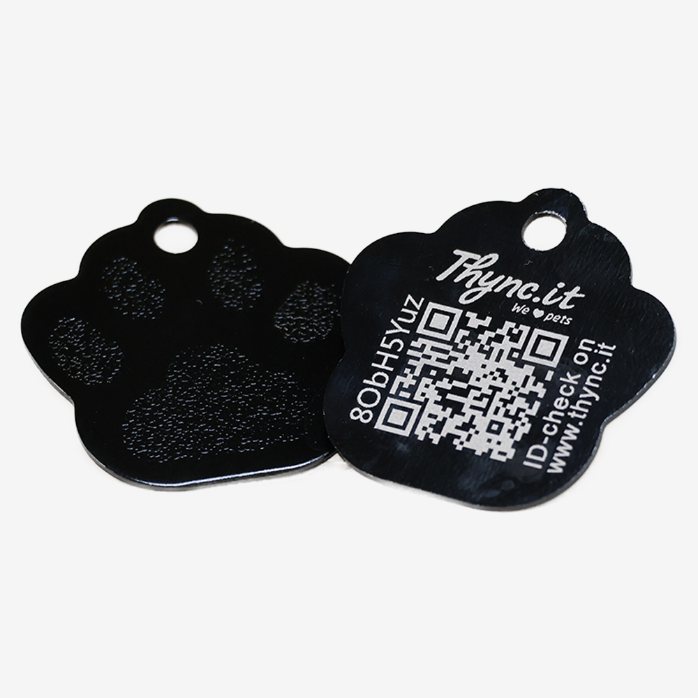 Tiermarke Aluminium Pfote mit QR-Code für Hunde und Katzen