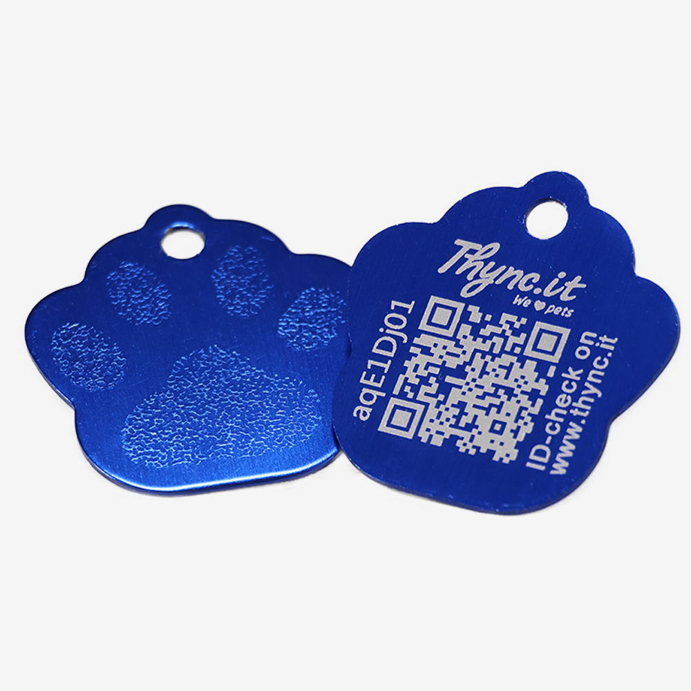 Tiermarke Aluminium Pfote mit QR-Code für Hunde und Katzen