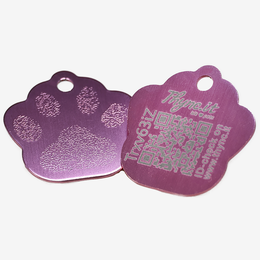 Tiermarke Aluminium Pfote mit QR-Code für Hunde und Katzen