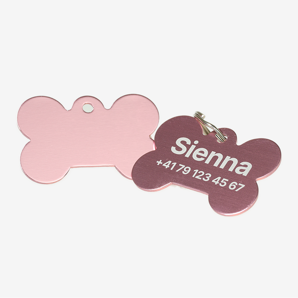 Hundemarke mit Gravur - Aluminium Knochenform - Schweiz