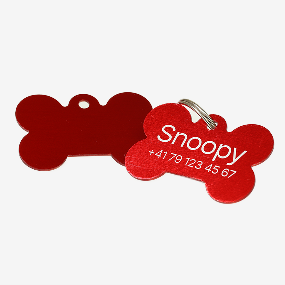 Custom Engraved Bone-Shaped Aluminum Pet ID Tag – Personalized Dog Name Tag