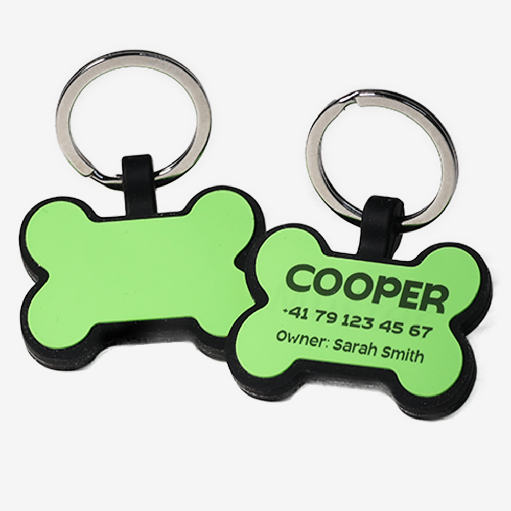 Hundemarke mit Lasergravur Knochen aus Silikon - Individuell gravierbar