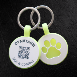 Round Fluorescent Silicone Pet Tag with QR Code and Glow Paw – Swiss Data Platform