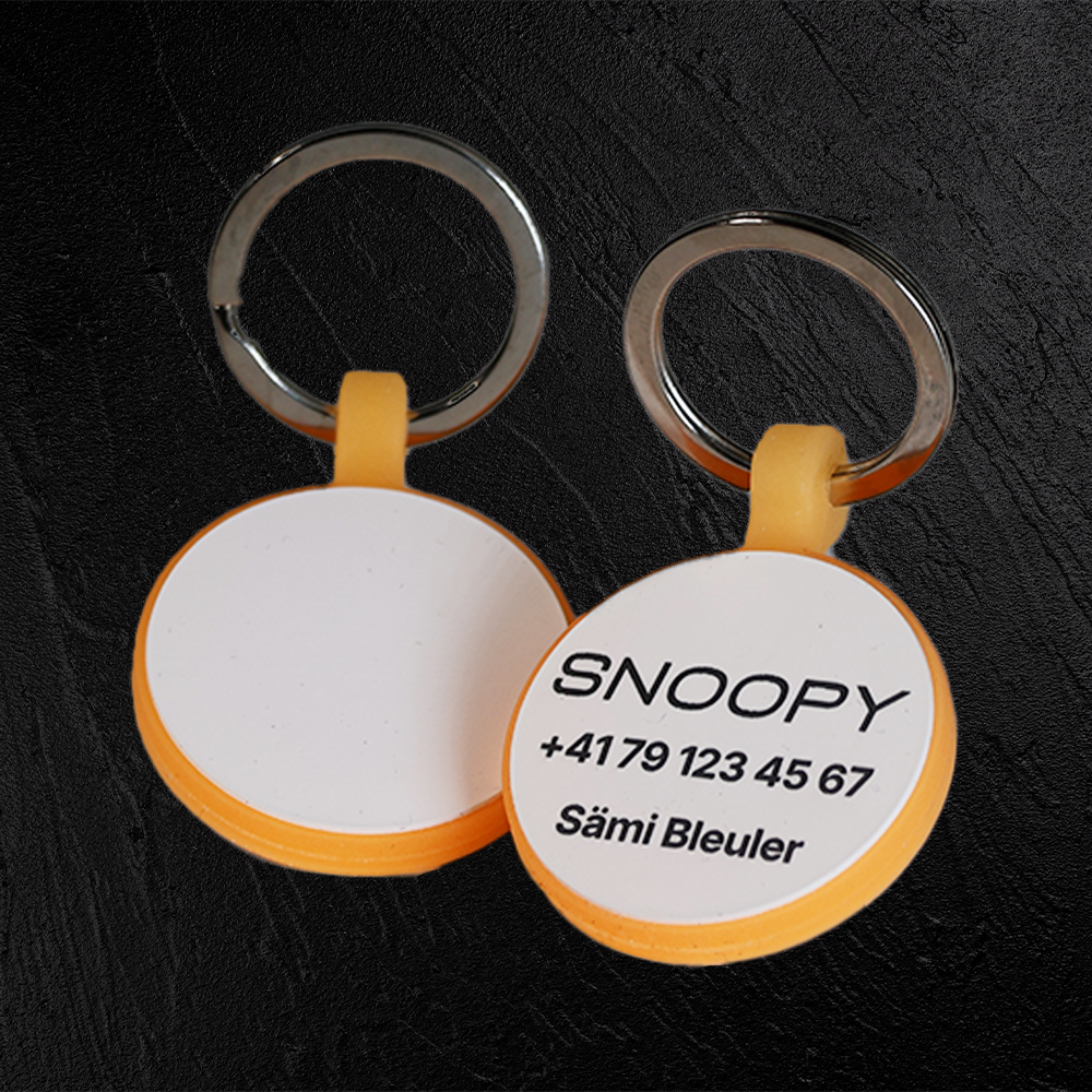 Médaille ronde Glow en silicone avec gravure laser – personnalisable