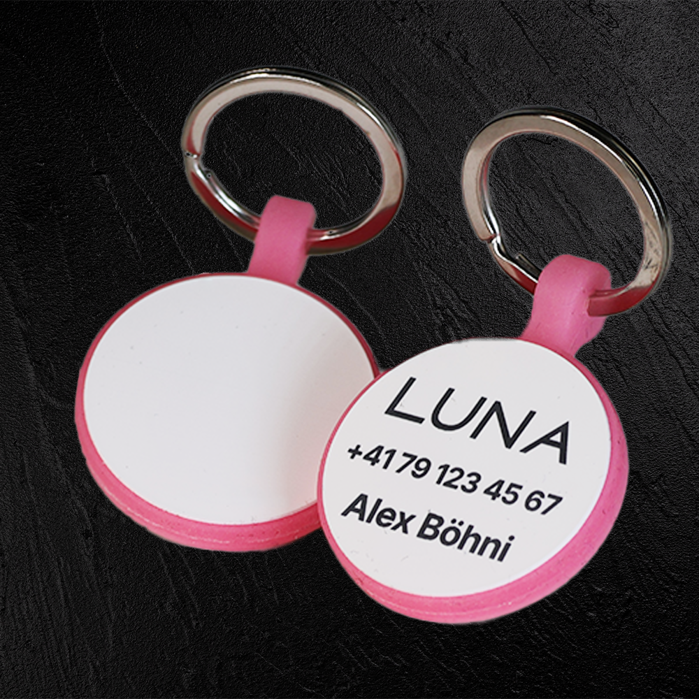 Medaglietta rotonda Glow in silicone con incisione laser – personalizzabile