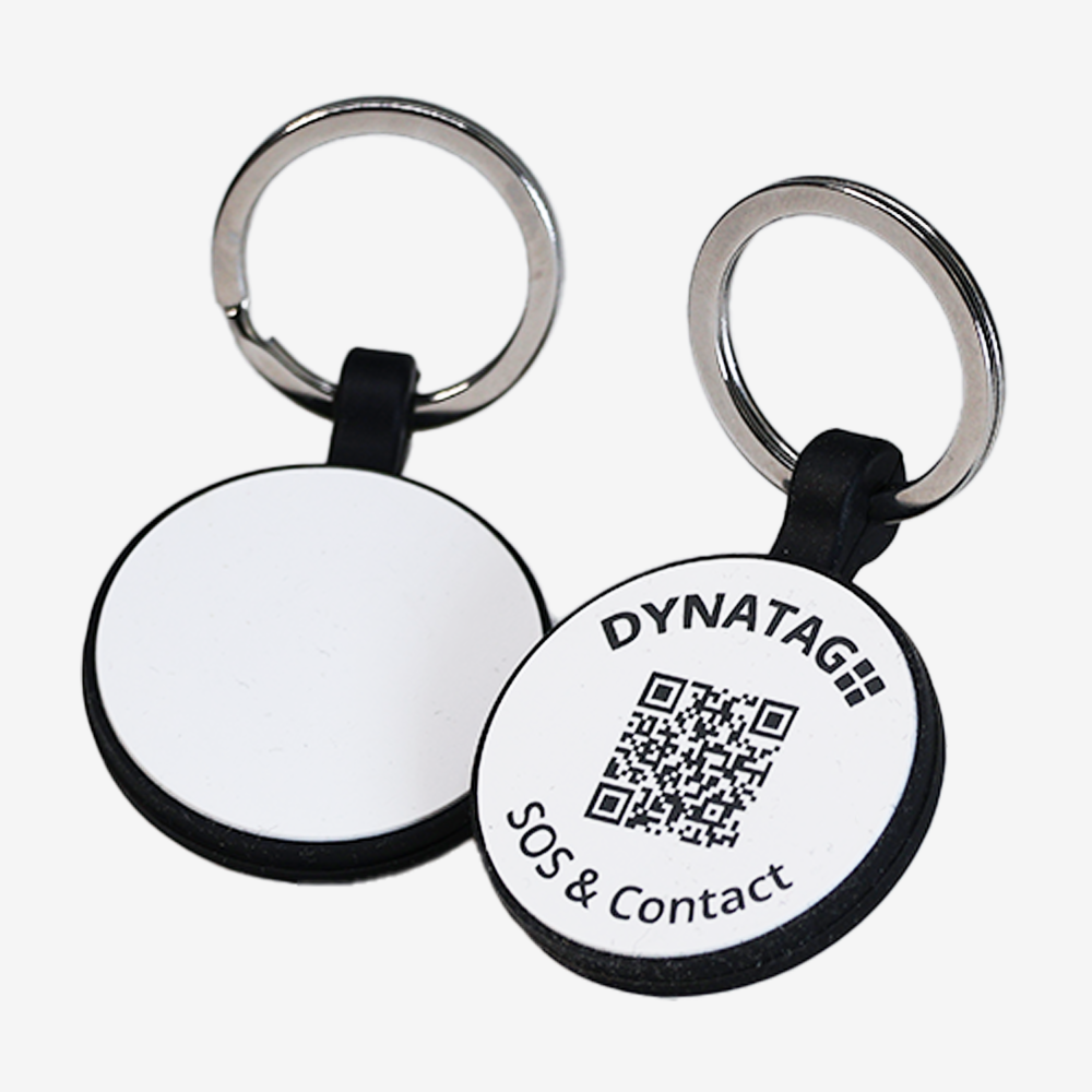 Medaglietta rotonda per animali in silicone con codice QR – piattaforma dati svizzera