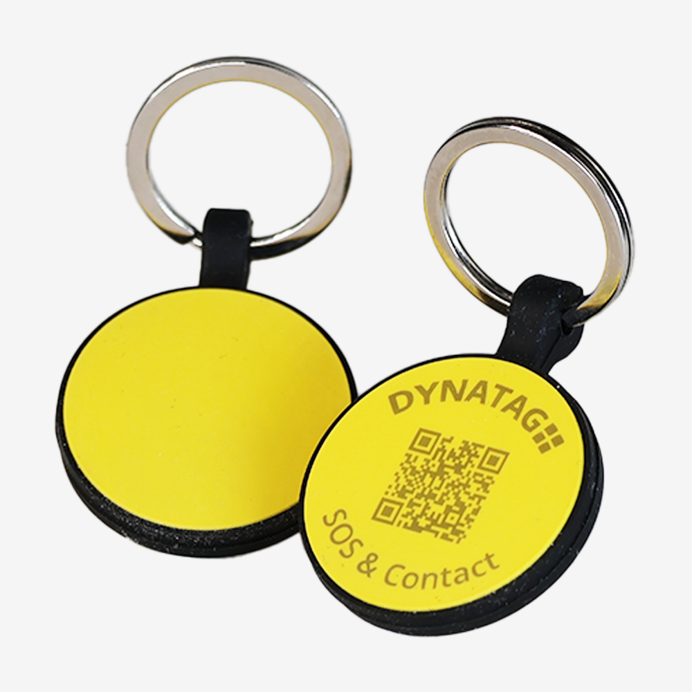 Medaglietta rotonda per animali in silicone con codice QR – piattaforma dati svizzera