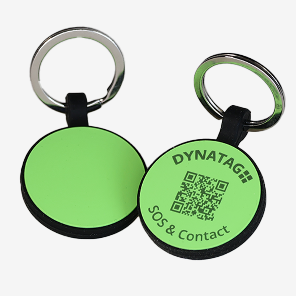 Medaglietta rotonda per animali in silicone con codice QR – piattaforma dati svizzera