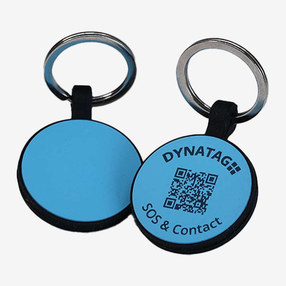 Medaglietta rotonda per animali in silicone con codice QR – piattaforma dati svizzera
