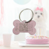 SOS Pet Tag "Bone" Aluminium Pink Small with QR-Code