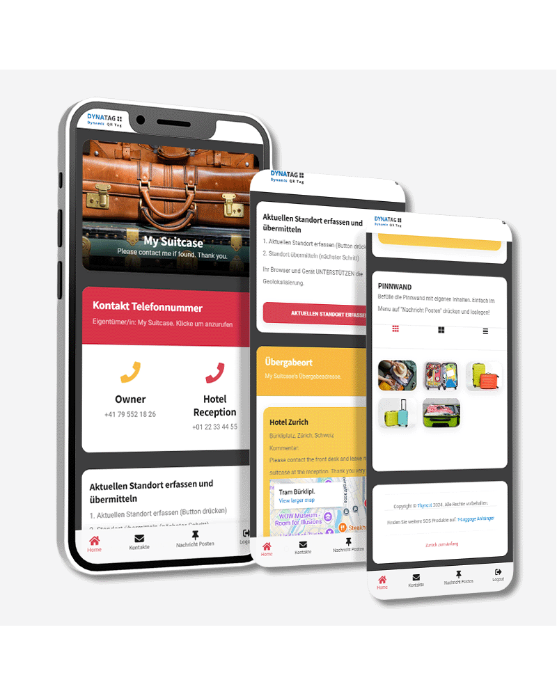 Gepäckanhänger / Luggage Tag mit QR Code und NFC Chip