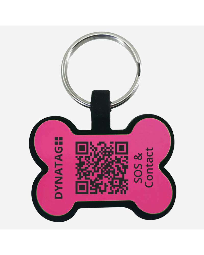 SOS Pet Tag "Bone" Silicone Pink