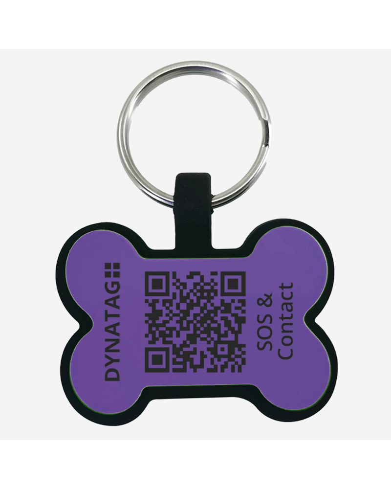 SOS Hundemarke "Knochen" Silikon Violett
