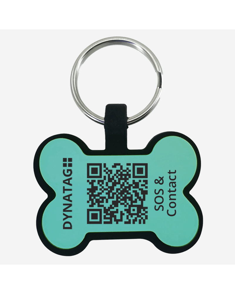 SOS Pet Tag "Bone" Silicone Turquoise