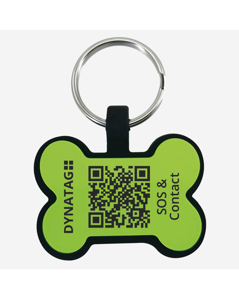 SOS Pet Tag "Bone" Silicone Green