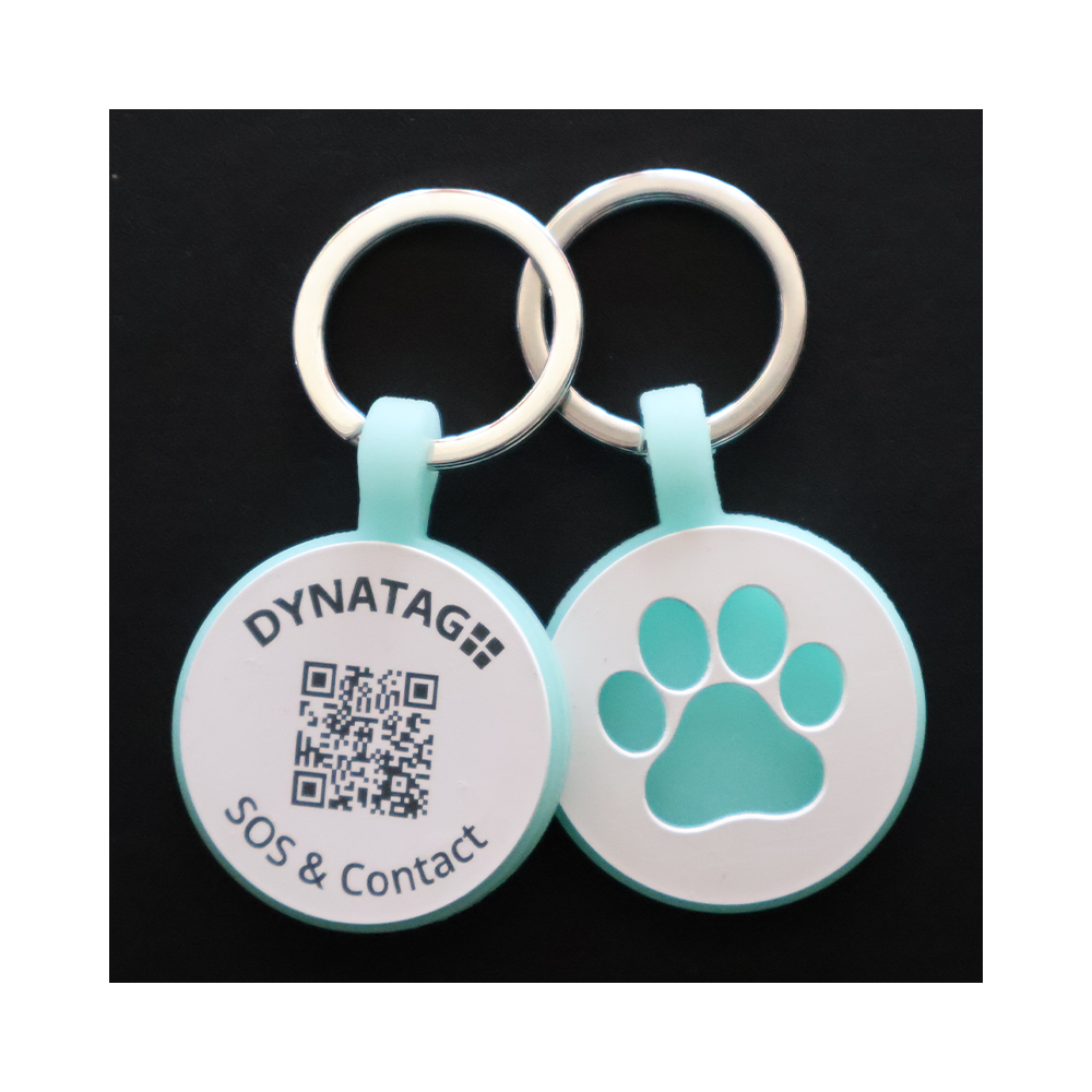 SOS Tiermarke "Pfote" Silikon Blau GLOW