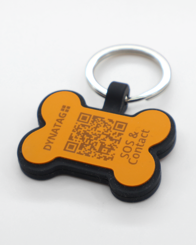 SOS Pet Tag "Bone" Silicone Coral