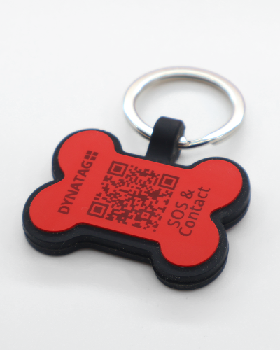 SOS Pet Tag "Bone" Silicone Red