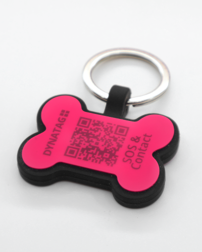 SOS Hundemarke "Knochen" Silikon Rosa