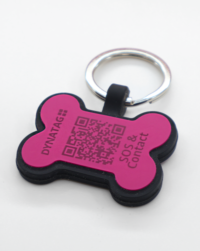 SOS Hundemarke "Knochen" Silikon Violett