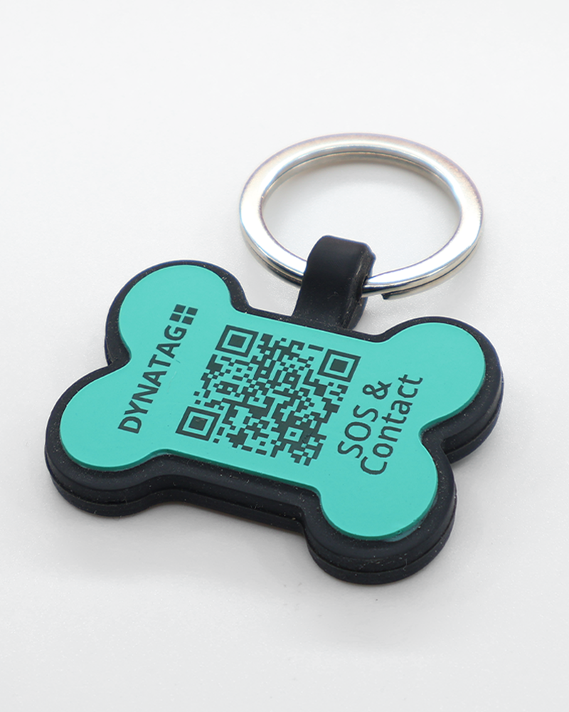 SOS Pet Tag "Bone" Silicone Turquoise