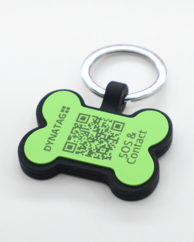 SOS Pet Tag "Bone" Silicone Green