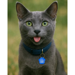 SOS Pet Tag "Paw" Aluminium Blue with QR Code