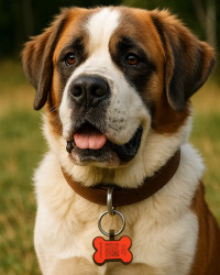 SOS Hundemarke "Knochen" Silikon Rot